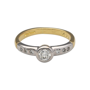 18ct Gold & Diamond Rubover Set Solitaire Ring