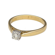 Load image into Gallery viewer, Preowned 18ct Yellow and White Gold &amp; Diamond Set Solitaire Ring in size O with the weight 3.60 grams. The diamond is approximately 0.36ct with approximate clarity Si
