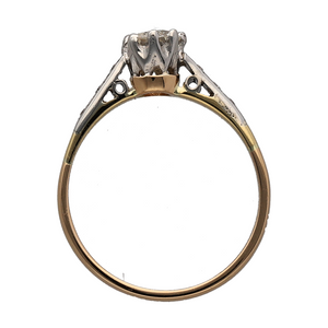 18ct Gold & Diamond Set Vintage Style Solitaire Ring