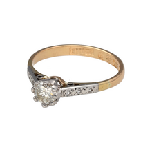 Load image into Gallery viewer, Preowned 18ct Yellow and White Gold &amp; Diamond Set Vintage Art Deco Style Solitaire Ring in size L with the weight 2.10 grams. The diamond is approximately 0.36ct - 0.44ct
