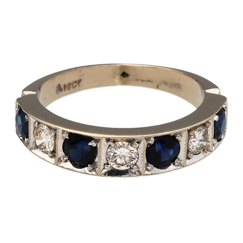 18ct White Gold Diamond & Sapphire Set Band Ring