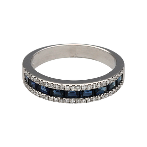 18ct White Gold Diamond & Sapphire Set Band Ring