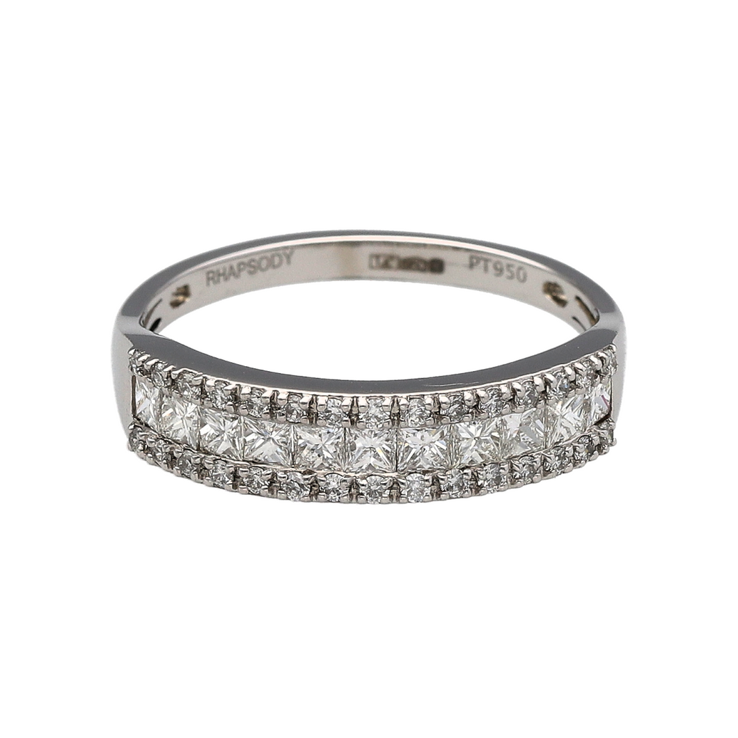 Platinum & Diamond Set Three Row Band Ring