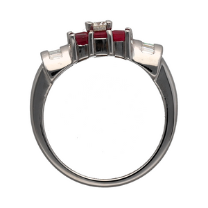 18ct White Gold Diamond & Ruby Set Dress Ring