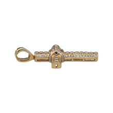 Load image into Gallery viewer, Preowned 14ct Yellow Gold &amp; Diamond Set Cross Pendant with the weight 10.90 grams. The pendant is 5.1cm long including the bail by 2.6cm
