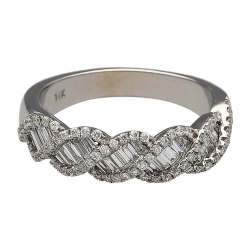 14ct White Gold & Diamond Set Twist Band Ring