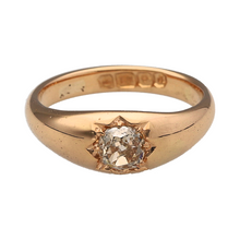 Load image into Gallery viewer, 18ct Gold &amp; Diamond Starburst Set Vintage Solitaire Ring
