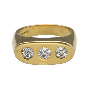 18ct Gold & Diamond Set Trilogy Signet Ring