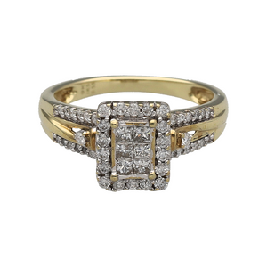 9ct Gold & Diamond Set Halo Cluster Ring