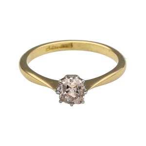 18ct Gold & Platinum Diamond Set Vintage Style Solitaire Ring