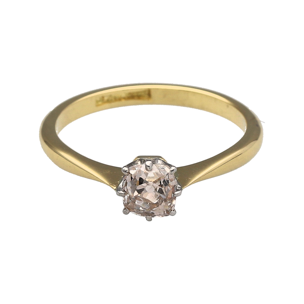 18ct Gold & Platinum Diamond Set Vintage Style Solitaire Ring