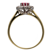 Load image into Gallery viewer, 18ct Gold Diamond &amp; Ruby Set Cluster Ring
