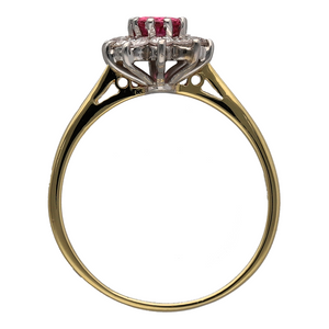 18ct Gold Diamond & Ruby Set Cluster Ring