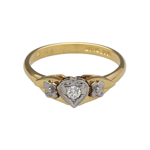 18ct Gold & Platinum Diamond Set Heart Ring