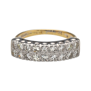 18ct Gold & Diamond Set Double Row Band Ring