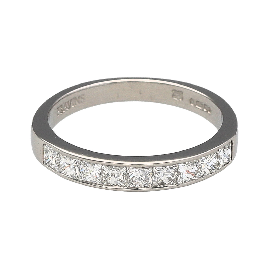 Platinum & Diamond Set Princess Cut Band Ring