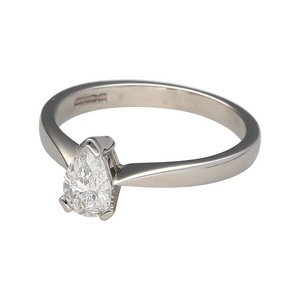 Platinum & Diamond Set Pear Cut Solitaire Ring