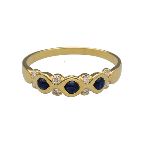 18ct Gold Diamond & Sapphire Set Band Ring