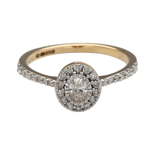 New 9ct Gold & Diamond Set Halo Cluster Ring