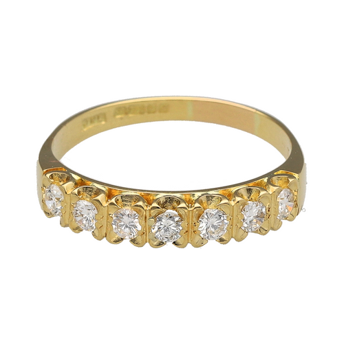 18ct Gold & Diamond Set Seven Stone Band Ring