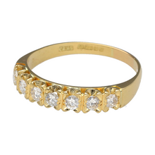 Load image into Gallery viewer, Preowned 18ct Yellow Gold &amp; Diamond Set Seven Stone Band Ring in size T with the weight 3.80 grams. There is approximately 0.77ct of diamond content set in total
