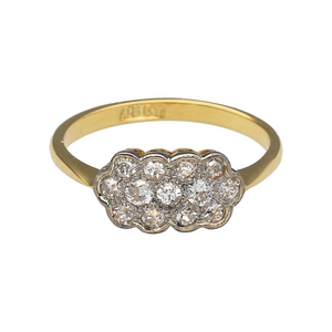 18ct Gold & Diamond Set Art Deco Style Cluster Ring