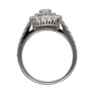 18ct White Gold & Diamond Set Halo Cluster Ring