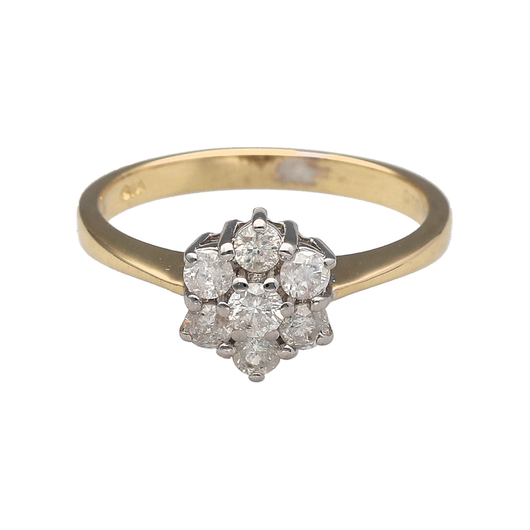 9ct Gold & Diamond Set Flower Cluster Ring