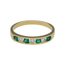 Load image into Gallery viewer, 18ct Gold Diamond &amp; Emerald Set Band Ring
