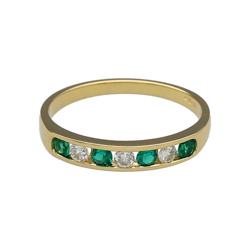 18ct Gold Diamond & Emerald Set Band Ring