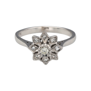 18ct White Gold & Diamond Set Flower Cluster Ring