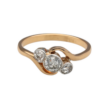 Load image into Gallery viewer, 18ct Gold &amp; Platinum Diamond Vintage Style Trilogy Twist Ring
