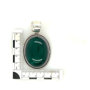 925 Silver & Green Stone Set Oval Pendant