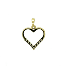 Load image into Gallery viewer, New 9ct Yellow Gold &amp; Cubic Zirconia Set Open Heart Pendant with the weight 0.70 grams. The pendant is 2cm long including the bail by 1.5cm
