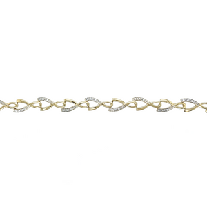 9ct Gold & Diamond Set 7.75" Fancy Bracelet