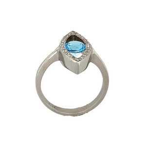 18ct White Gold Diamond & Blue Topaz Dress Ring