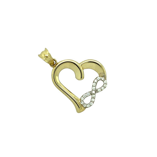 New 9ct Gold & Cubic Zirconia Set Heart Infinity Pendant