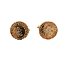 Load image into Gallery viewer, 9ct Gold Three Feather Coin Style Cufflinks
