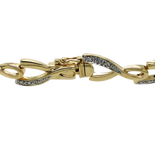 Load image into Gallery viewer, Preowned 9ct Yellow and White Gold &amp; Diamond Set 7.75&quot; Fancy Bracelet with the weight 10.80 grams and link width 8mm
