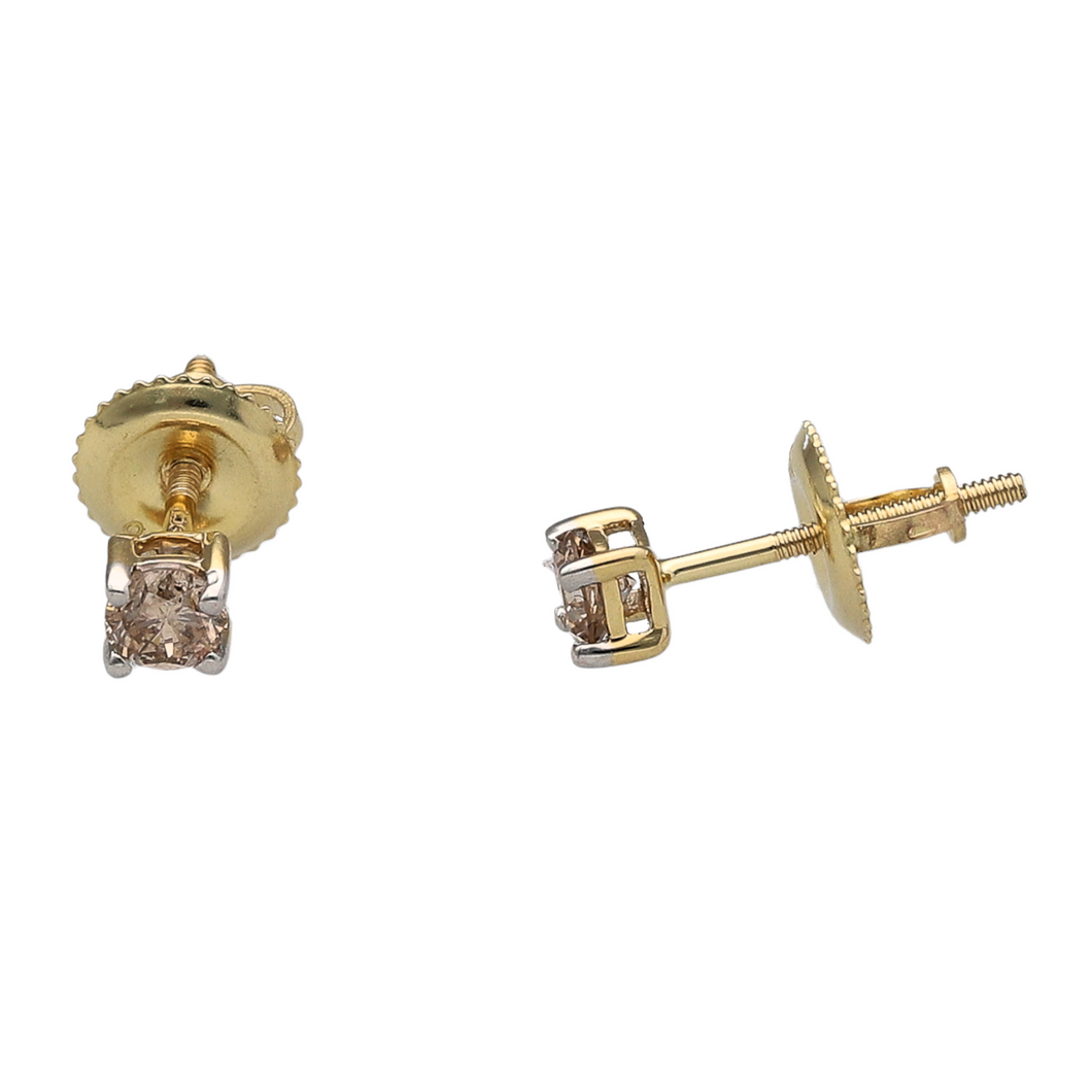 9ct Gold & Diamond Single Stone 30pt Screwback Stud Earrings