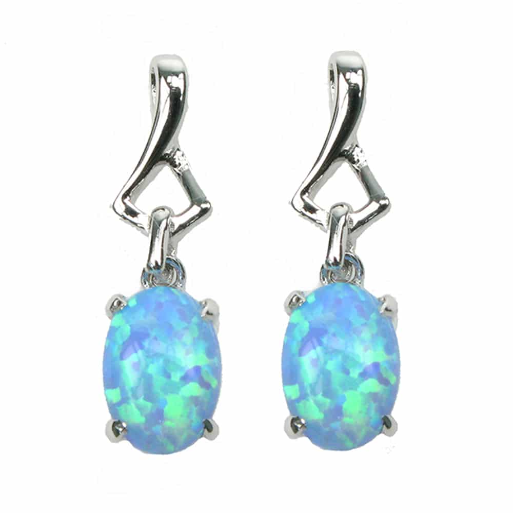 925 Silver & Pear Sky Opal Drop Earrings