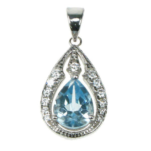 925 Silver & Blue Topaz Bindi Style Pendant