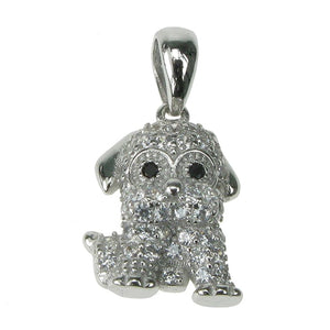 925 Silver & Cubic Zirconia Set Scruffy Dog Pendant