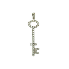 Load image into Gallery viewer, 9ct White Gold &amp; Cubic Zirconia Set Key Pendant
