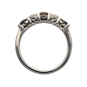 18ct White Gold & White and Cognac coloured Diamond Set Band Ring