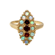 Load image into Gallery viewer, New 9ct Gold &amp; Created Opal &amp; Red Stones Set Marquise Ring
