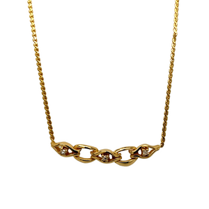 18ct Gold & Diamond Set Curb 17" Necklace