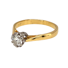 Load image into Gallery viewer, Preowned 18ct Yellow and White Gold &amp; Diamond Set Solitaire Ring in size K with the weight 2.30 grams. The Diamond is approximately 33pt with approximate clarity Si1 and colour K - L
