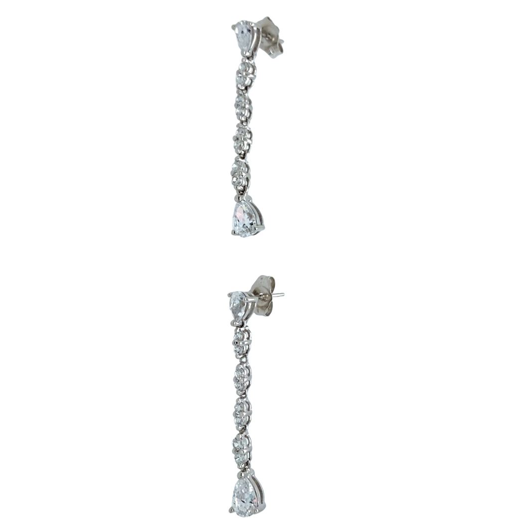 9ct White Gold & Cubic Zirconia Set Drop Earrings