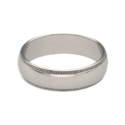 9ct White Gold Millgrain Wedding Band Ring